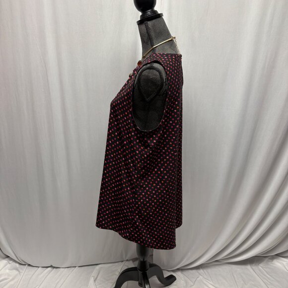 Eden Ruth Sleeveless Top Womens Sz XL Black Pink Red Polka Dots Office Layering - Picture 3 of 9